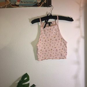 Light Pink Floral Crop Top